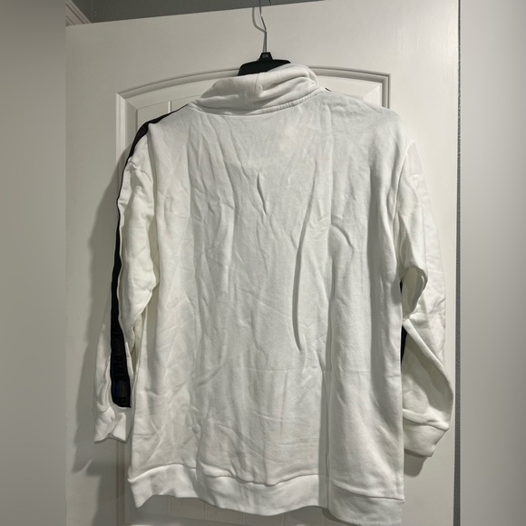 NEW‎ NIP VS PINK Victoria Secret white sequins cowl neck crop sweatshirt L large - Picture 2 of 7